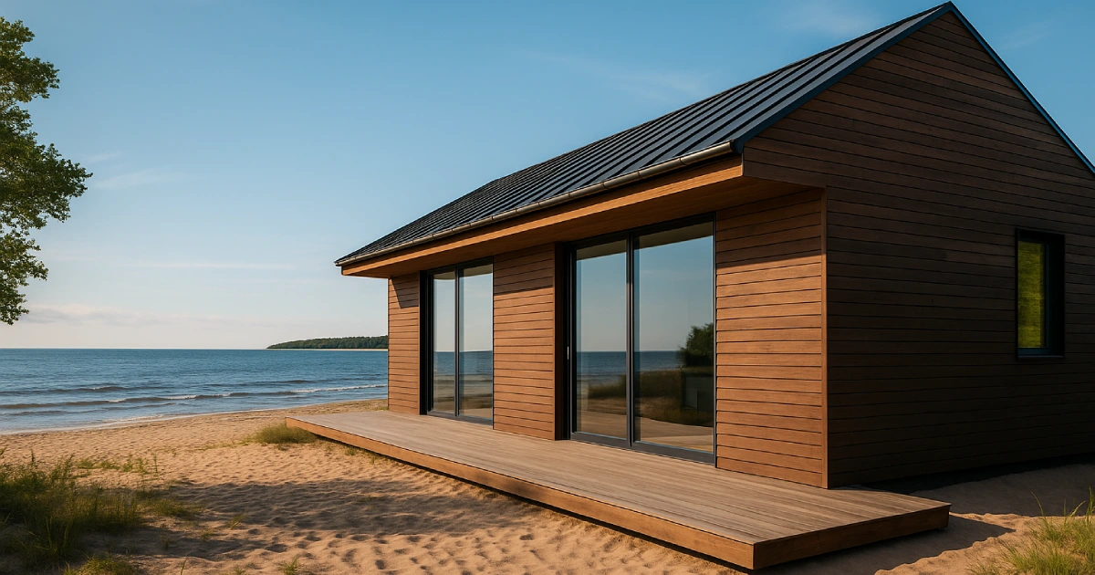 ThermoWood Cladding – modern house facade with durable thermo-treated timber panels in Europe